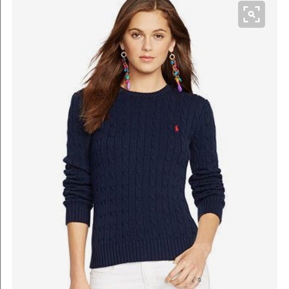 Ralph Lauren Blue Cable Knit Sweater - Picture 1 of 8